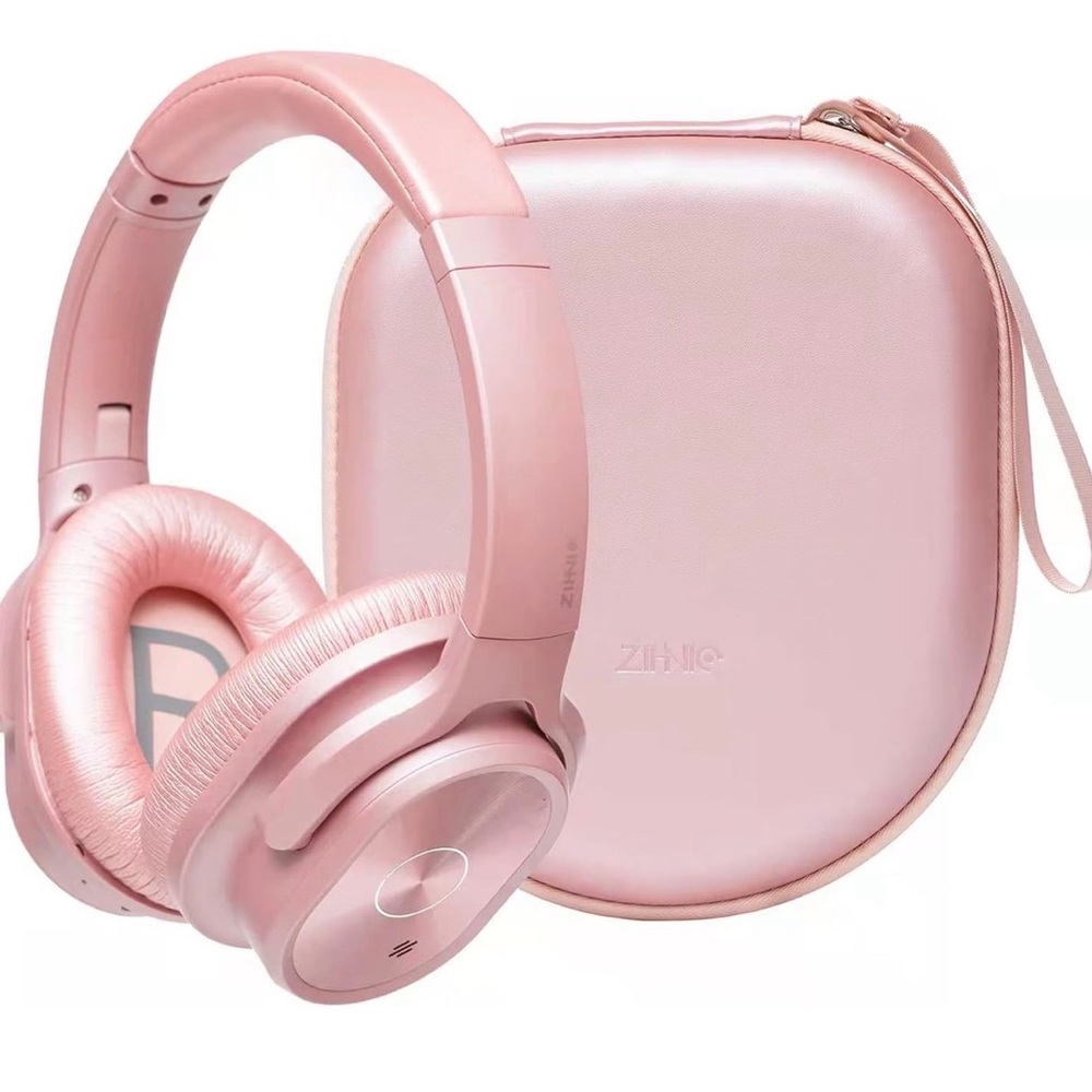 ZIHNIC Wireless Noise Cancelling Headphones with 40H Playtime & Deep Bass – Rose